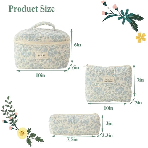 Quilted Cotton Makeup Bag